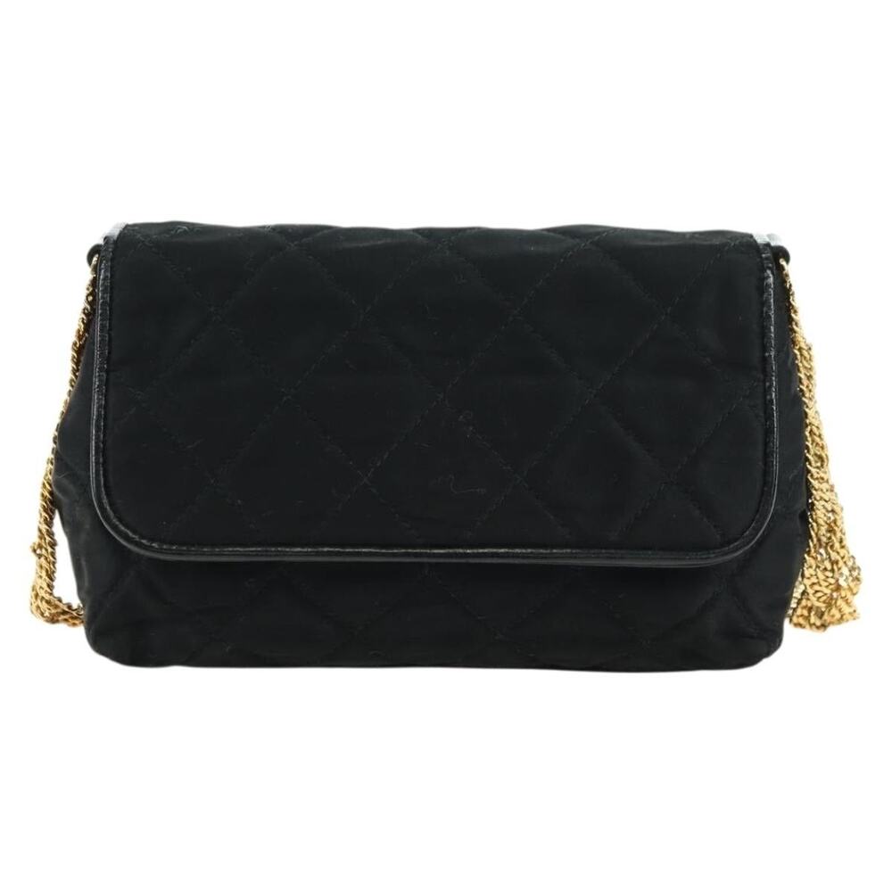 Chanel Matelasse Satin Chain Shoulder Bag Black